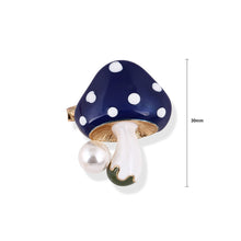 Load image into Gallery viewer, Fashion and Simple Plated Gold Blue Mushroom Brooch with Imitation Pearls
