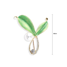 Load image into Gallery viewer, Fashion and Elegant Plated Gold Green Leaf Imitation Pearl Brooch with Cubic Zirconia
