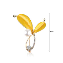 Load image into Gallery viewer, Fashion and Elegant Plated Gold Yellow Leaf Imitation Pearl Brooch with Cubic Zirconia