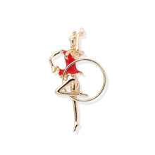 Load image into Gallery viewer, Fashion Personality Plated Gold Red Hula Hoop Gymnastic Girl Brooch