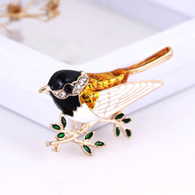 Load image into Gallery viewer, Fashion and Elegant Plated Gold Magpie Brooch with Cubic Zirconia
