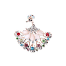 Load image into Gallery viewer, Fashion and Elegant Plated Gold Peacock Opal Brooch with Cubic Zirconia