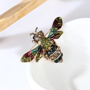 Fashion Vintage Plated Gold Color Bee Brooch with Cubic Zirconia