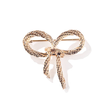 Simple and Fashion Plated Gold Ribbon Brooch
