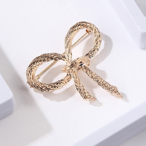 Simple and Fashion Plated Gold Ribbon Brooch