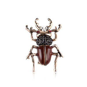 Fashion Personality Plated Gold Beetle Brooch with Cubic Zirconia