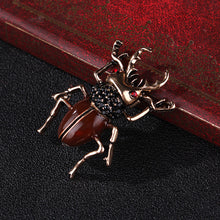 Load image into Gallery viewer, Fashion Personality Plated Gold Beetle Brooch with Cubic Zirconia