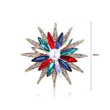 Load image into Gallery viewer, Fashion Bright Plated Gold Sunflower Imitation Pearl Brooch with Colorful Cubic Zirconia