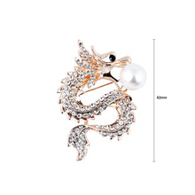 Load image into Gallery viewer, Fashion Personality Plated Gold Chinese Zodiac Dragon Imitation Pearl Brooch with Cubic Zirconia