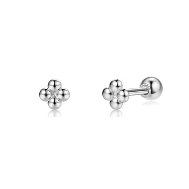 925 Sterling Silver Simple Fashion Geometric Flower Stud Earrings