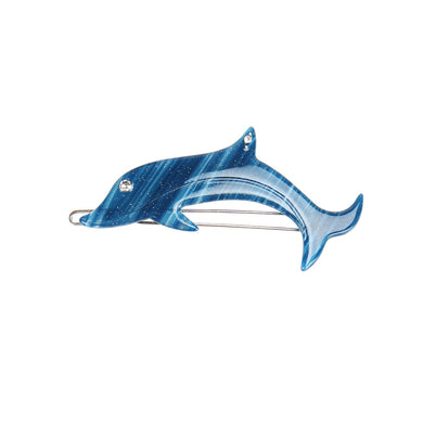 Simple and Cute Blue Dolphin Hair Clip with Cubic Zirconia
