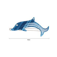Load image into Gallery viewer, Simple and Cute Blue Dolphin Hair Clip with Cubic Zirconia
