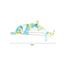 Load image into Gallery viewer, Simple and Cute Green White Dolphin Hair Clip with Cubic Zirconia