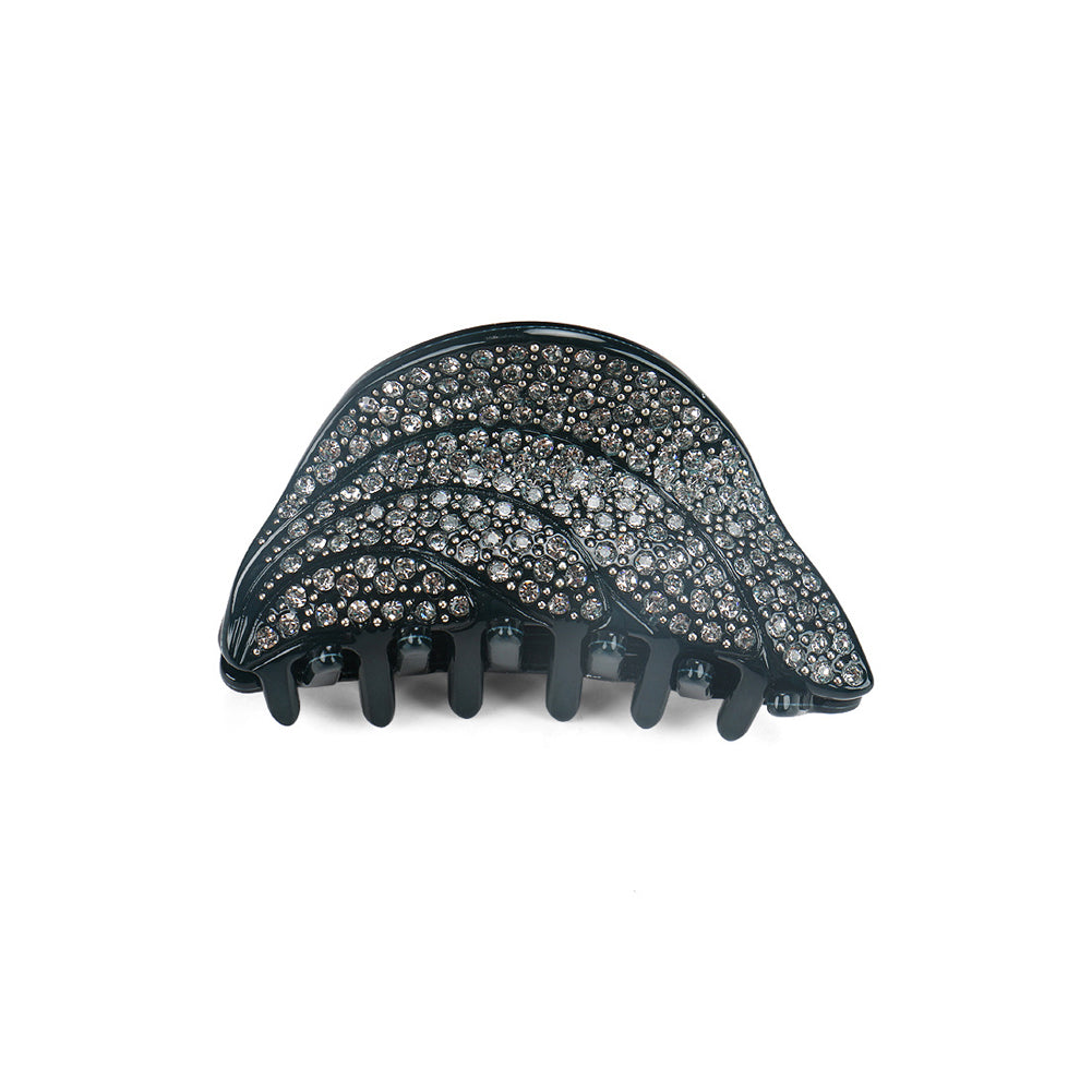 Simple and Bright Dark Green Geometric Hair Claw with Cubic Zirconia