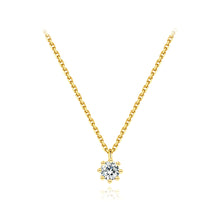 Load image into Gallery viewer, 925 Sterling Silver Plated Gold Simple and Delicate Geometric Round Cubic Zirconia Pendant with Necklace