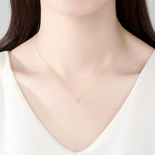 Load image into Gallery viewer, 925 Sterling Silver Plated Gold Simple and Delicate Geometric Round Cubic Zirconia Pendant with Necklace