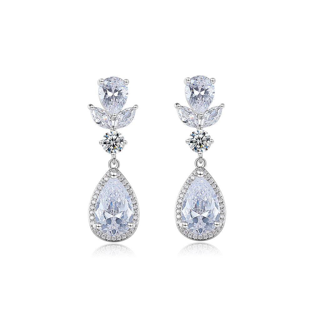 Elegant and Fashion Geometric Water Drop Earrings with Cubic Zirconia