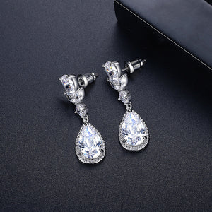 Elegant and Fashion Geometric Water Drop Earrings with Cubic Zirconia