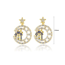 Load image into Gallery viewer, Fashion Temperament Plated Gold Moon Star Earrings with Cubic Zirconia