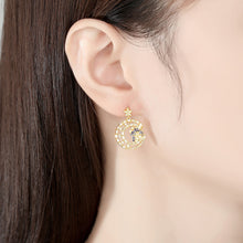 Load image into Gallery viewer, Fashion Temperament Plated Gold Moon Star Earrings with Cubic Zirconia