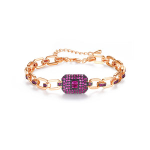 Fashion Temperament Plated Rose Gold Geometric Bracelet with Cubic Zirconia