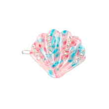 Load image into Gallery viewer, Simple and Sweet Light Blue Pink Shell Hair Clip with Cubic Zirconia