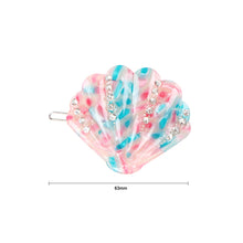 Load image into Gallery viewer, Simple and Sweet Light Blue Pink Shell Hair Clip with Cubic Zirconia