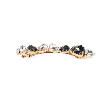 Simple and Sweet Plated Gold Geometric Water Drop-shaped Black and White Cubic Zirconia Hair Clip