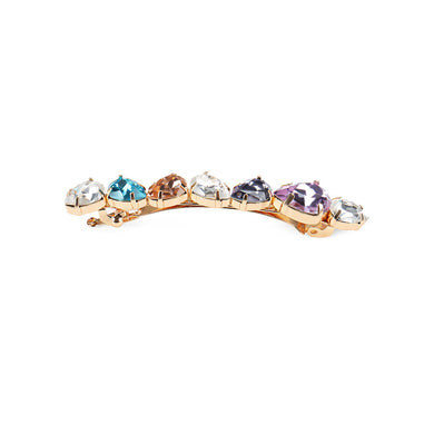 Simple and Sweet Plated Gold Geometric Water Drop-shaped Color Cubic Zirconia Hair Clip