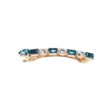 Fashion and Simple Plated Gold Geometric Hair Clip with Blue Cubic Zirconia
