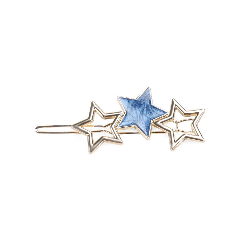 Simple Temperament Plated Gold Blue Star Hair Clip