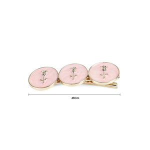 Fashion Simple Plated Gold Flower Pink Geometric Round Hair Clip