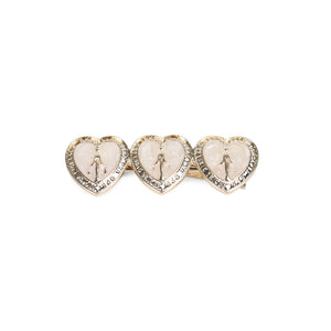 Fashion Simple Plated Gold White Heart-shaped Hair Clip