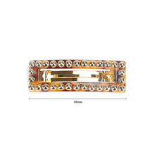 Load image into Gallery viewer, Fashion and Simple Plated Gold Tortoiseshell Hollow Geometric Rectangular Round Bead Hair Slide