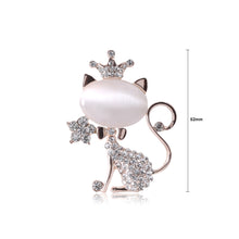 Load image into Gallery viewer, Fashion and Lovely Plated Gold Cat Imitation Opal Brooch with Cubic Zirconia
