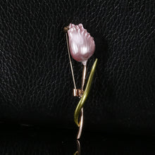 Load image into Gallery viewer, Fashion and Elegant Plated Gold Pink Enamel Rose Brooch