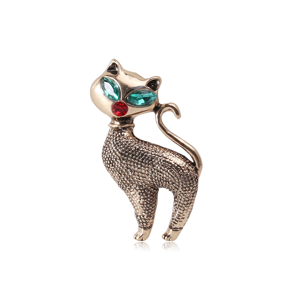 Fashion and Simple Plated Gold Cat Brooch with Cubic Zirconia