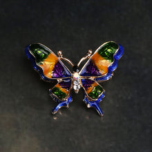 Load image into Gallery viewer, Fashion and Elegant Plated Gold Enamel Blue Butterfly Brooch with Cubic Zirconia