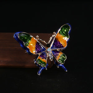 Fashion and Elegant Plated Gold Enamel Blue Butterfly Brooch with Cubic Zirconia
