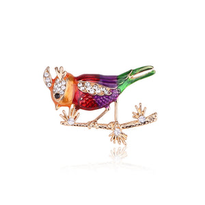 Fashion and Lovely Plated Gold Enamel Red Bird Brooch with Cubic Zirconia