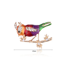 Load image into Gallery viewer, Fashion and Lovely Plated Gold Enamel Red Bird Brooch with Cubic Zirconia