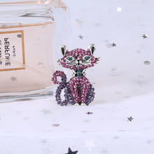 Load image into Gallery viewer, Fashion Cute Purple Cat Brooch with Cubic Zirconia