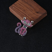 Load image into Gallery viewer, Fashion Cute Purple Cat Brooch with Cubic Zirconia