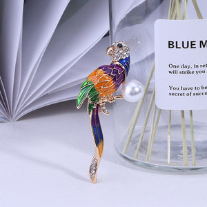 Fashion and Elegant Plated Gold Enamel Color Parrot Imitation Pearl Brooch with Cubic Zirconia