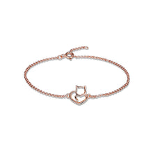 Load image into Gallery viewer, 925 Sterling Silver Plated Rose Gold Simple Cute Cat Bracelet