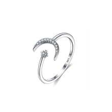 Load image into Gallery viewer, 925 Sterling Silver Fashion Simple Moon Star Adjustable Open Ring with Cubic Zirconia