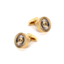 Load image into Gallery viewer, Fashion Temperament Plated Gold Geometric Pattern Round Cufflinks