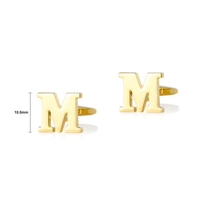 Fashion Simple Plated Gold English Alphabet M Cufflinks