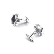 Load image into Gallery viewer, Fashion Simple Geometric Round Black Cubic Zirconia Cufflinks