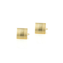 Load image into Gallery viewer, Fashion Simple Plated Gold Striped Geometric Square Cufflinks